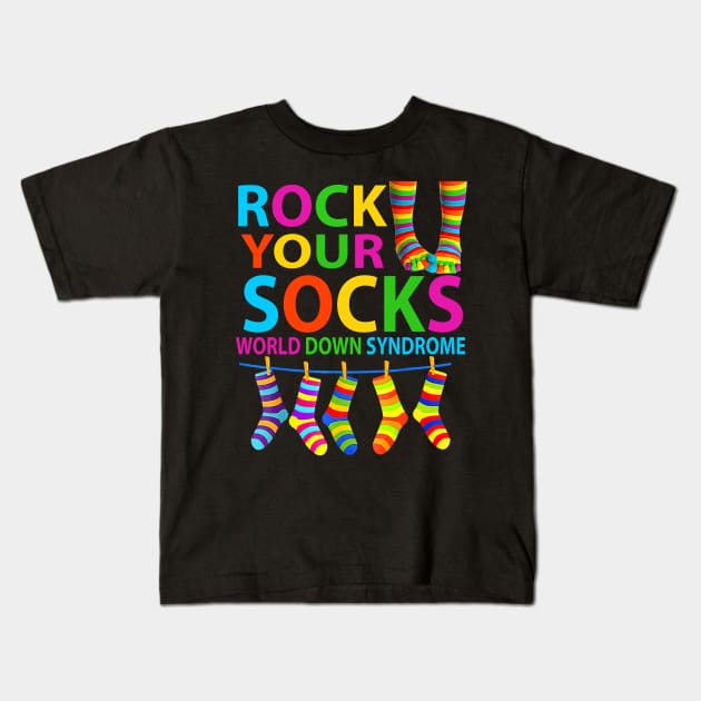 World Down Syndrome Day , Rock Your Socks Awareness Kids T-Shirt by Luna The Luminary